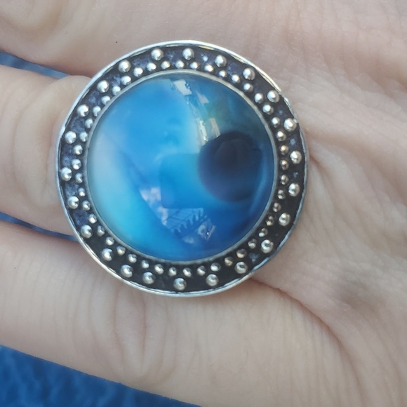 New Galaxy Celestial, Abstract, Hypnotic, Optical Illusion Silver Ring. - Picture 7 of 11